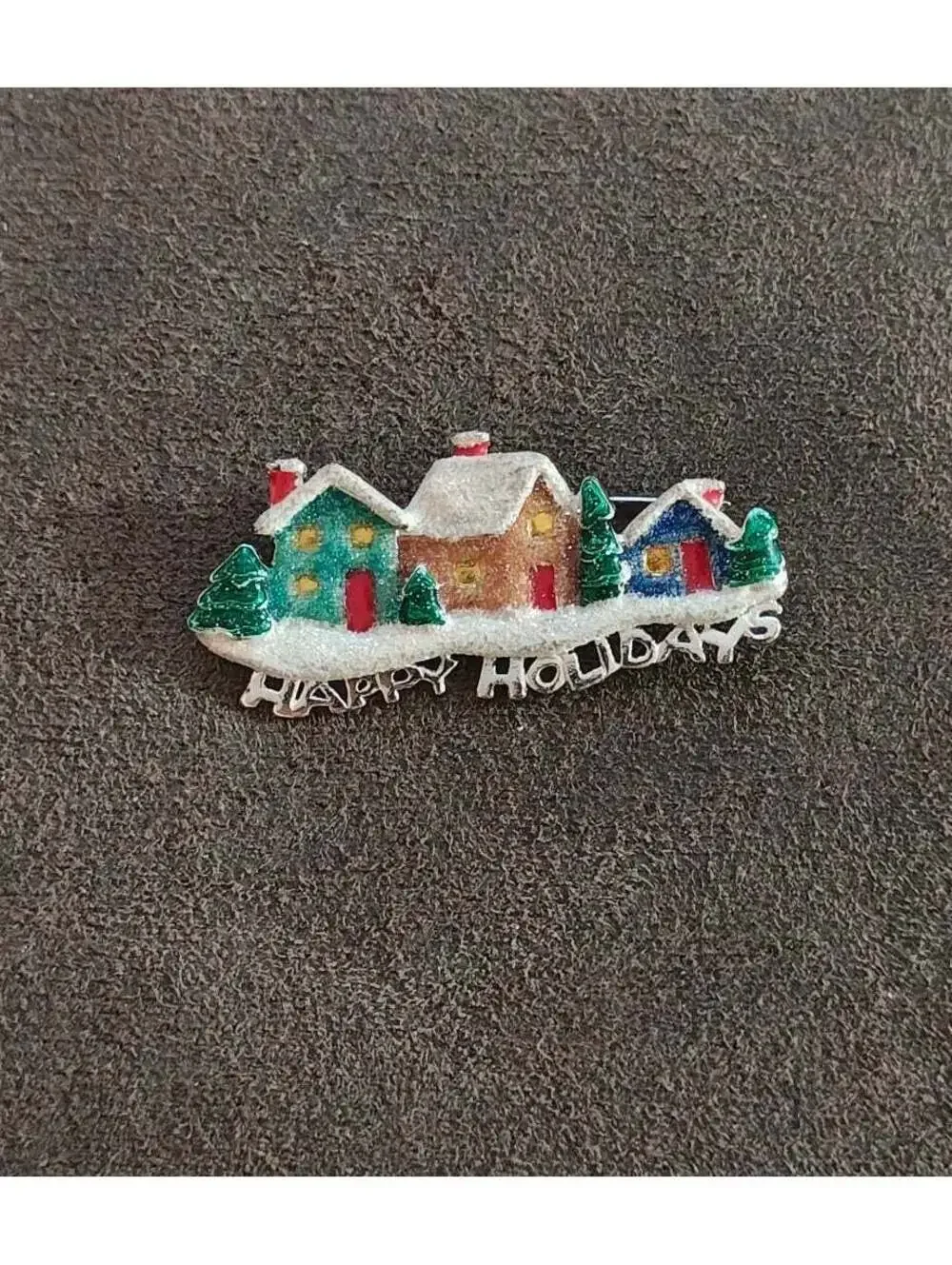 1980s Danecraft Happy Holidays Christmas Village Pin